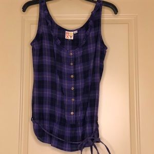 Purple plaid sleeveless top